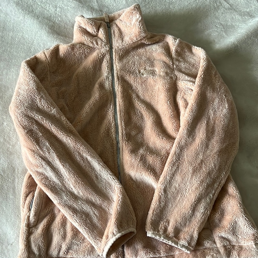 The north face pink jacket/furry/women’s size large